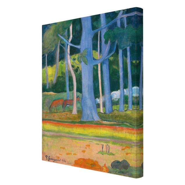 Trees on canvas Paul Gauguin - Landscape with blue Tree Trunks