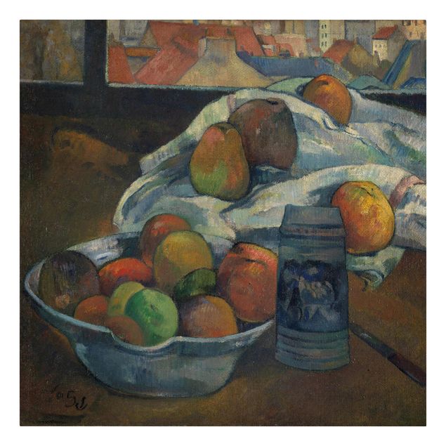 Canvas art prints Paul Gauguin - Fruit Bowl and Pitcher in front of a Window