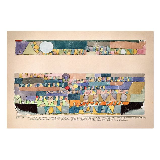 Abstract canvas wall art Paul Klee - High and bright the Moon stands...
