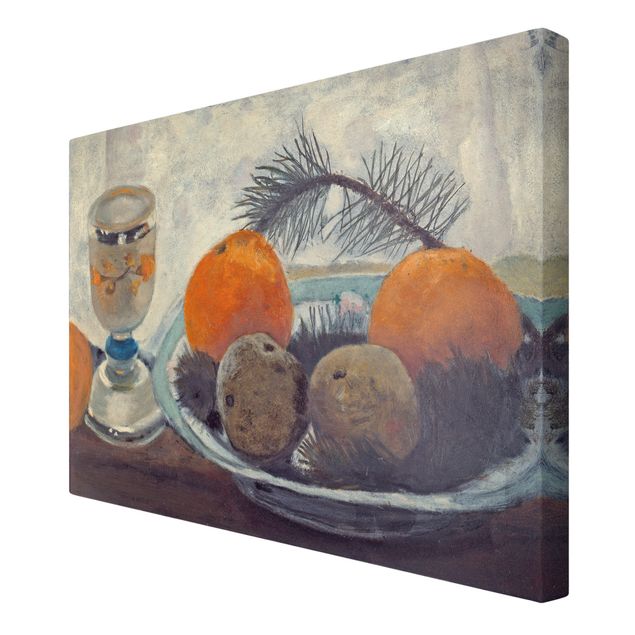 Prints floral Paula Modersohn-Becker - Still Life with frosted Glass Mug, Apples and Pine Branch