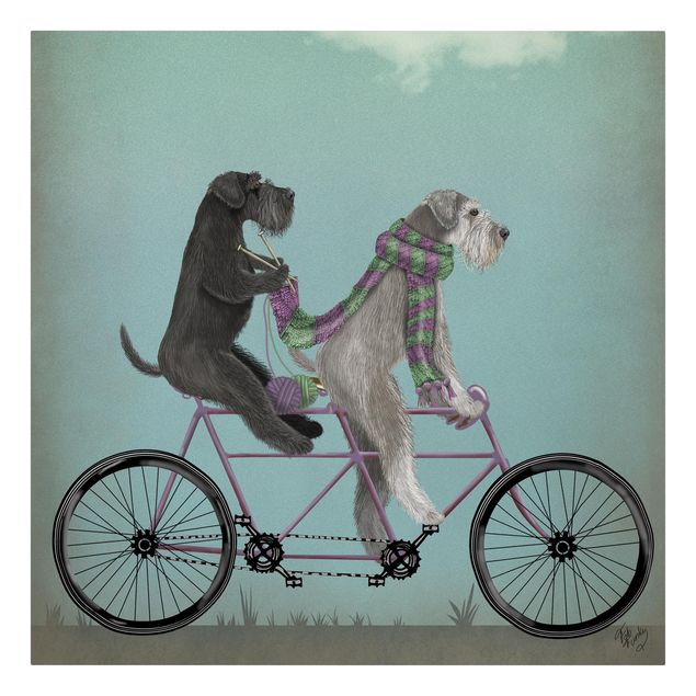 Vintage wall art Cycling - Schnauzer Tandem
