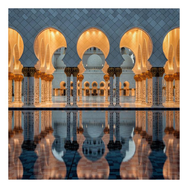 Orange art print Reflections In The Mosque