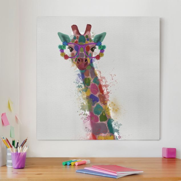 Giraffe canvas Rainbow Splash Giraffe