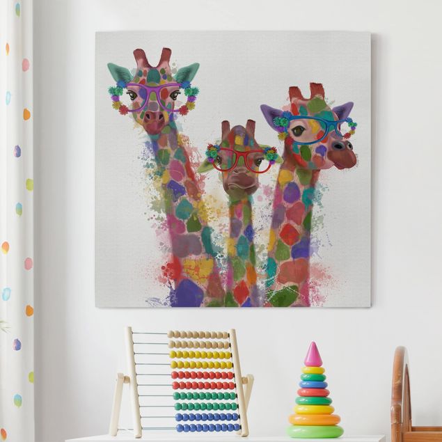 Nursery decoration Rainbow Splash Giraffe Trio