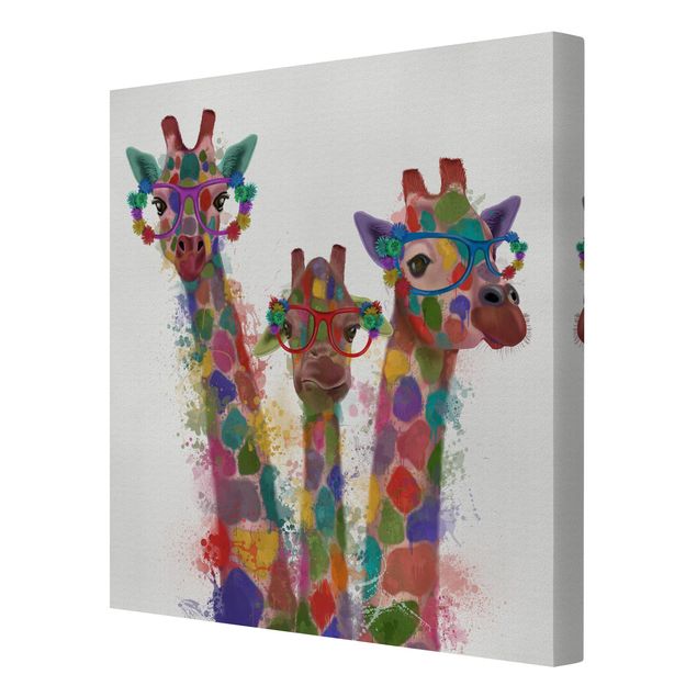 Animal canvas Rainbow Splash Giraffe Trio