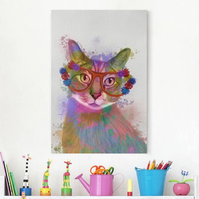 Kids room decor Rainbow Splash Cat