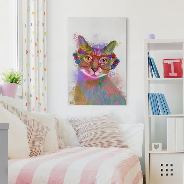 Cat canvas art Rainbow Splash Cat