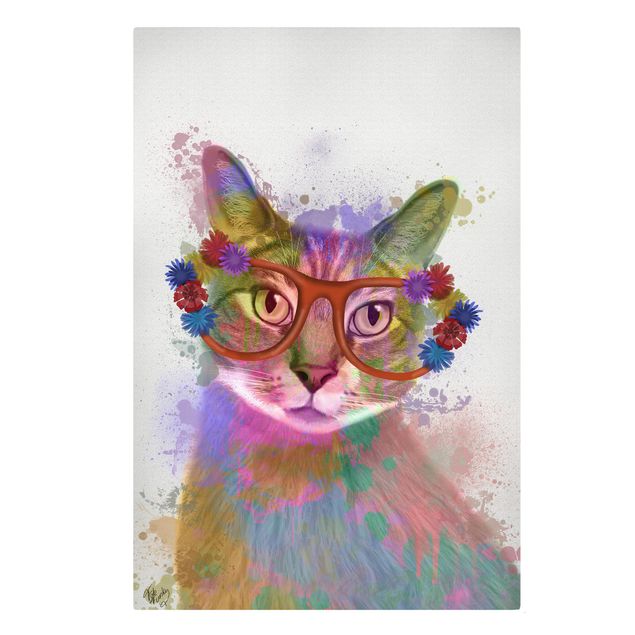 Contemporary art prints Rainbow Splash Cat