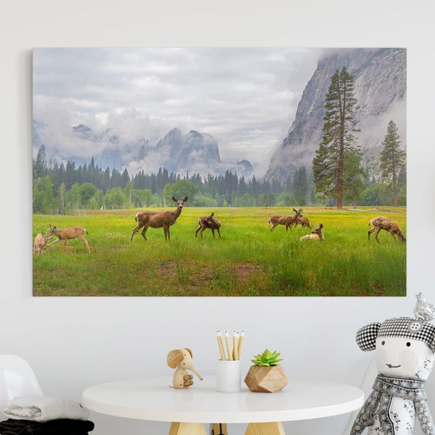 Prints landscape Deer In The Mountains