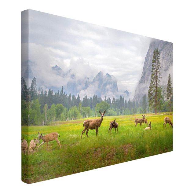Canvas mountain Deer In The Mountains