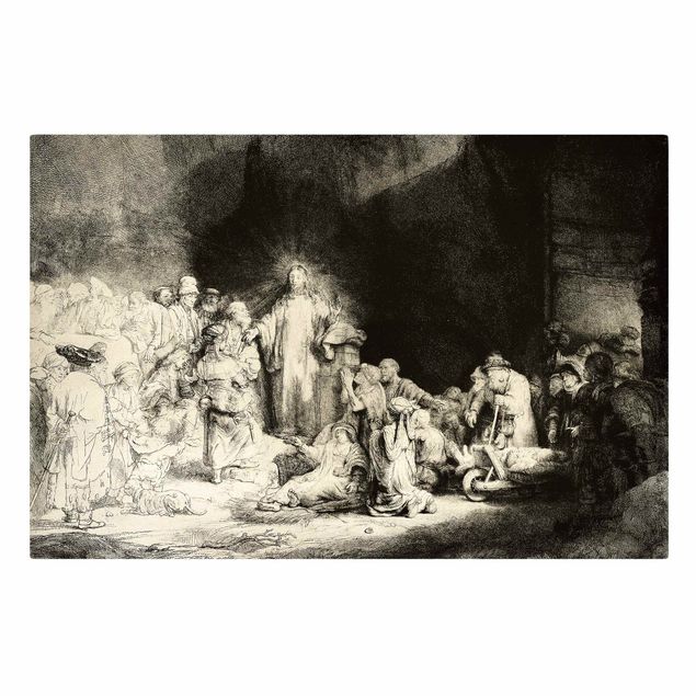 Dog canvas art Rembrandt van Rijn - Christ healing the Sick. The Hundred Guilder