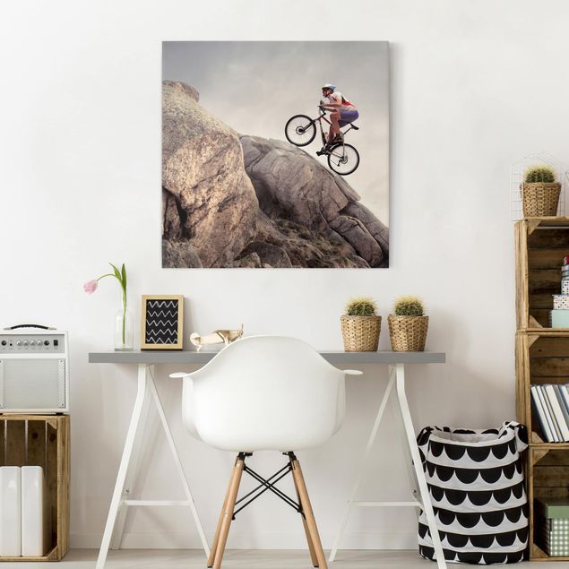 Mountain art prints Riding up that hill
