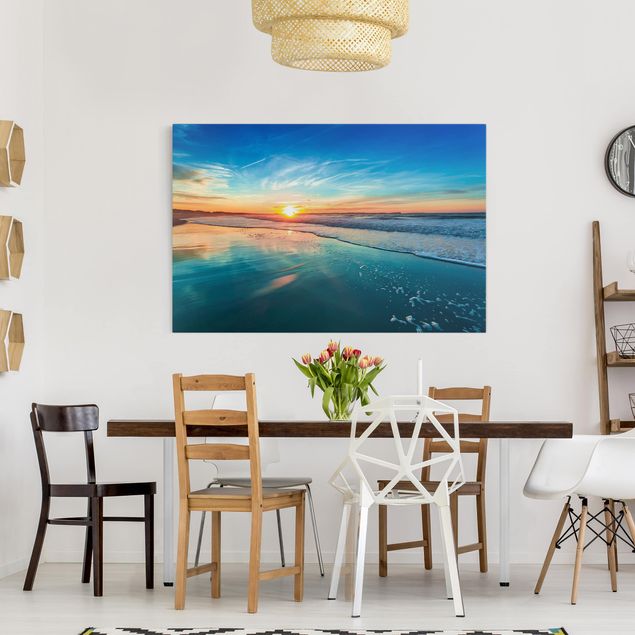 Sunset canvas wall art Romantic Sunset By The Sea