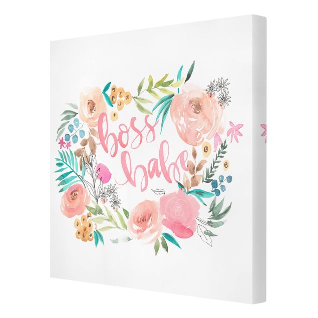 Canvas prints Pink Flowers - Boss Babe