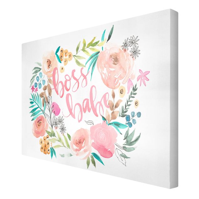 Canvas prints Pink Flowers - Boss Babe