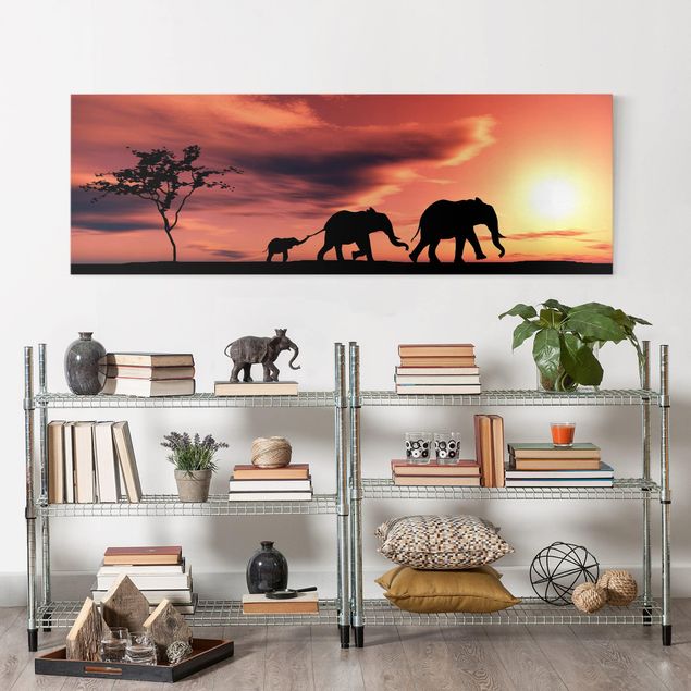 Landscape wall art Savannah Elephant Family