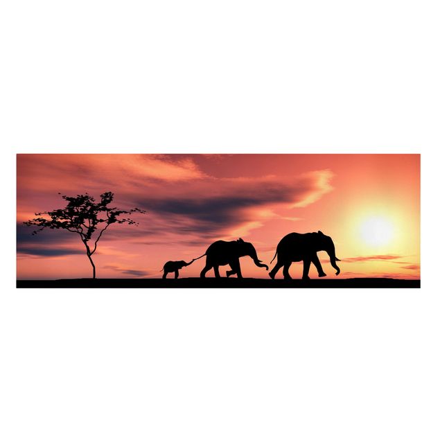 Canvas prints elefant Savannah Elephant Family