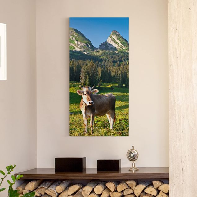 Prints landscape Swiss Alpine Meadow With Cow