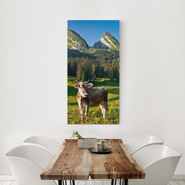 Mountain wall art Swiss Alpine Meadow With Cow