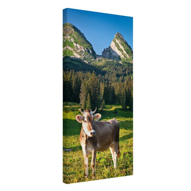 Trees on canvas Swiss Alpine Meadow With Cow