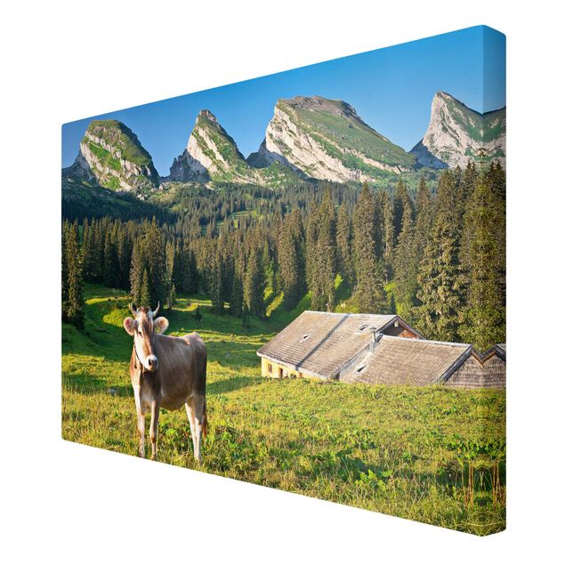 Switzerland wall art Swiss Alpine Meadow With Cow