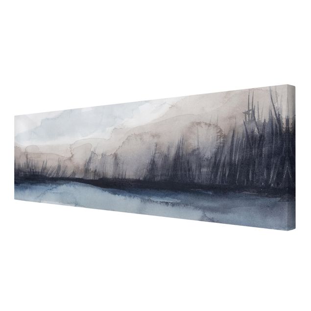 Abstract canvas art Lakeside With Mountains I