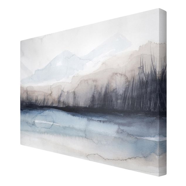 Abstract canvas art Lakeside With Mountains I