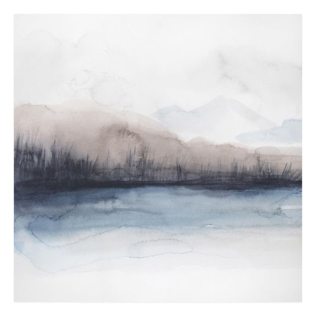 Abstract canvas art Lakeside With Mountains II