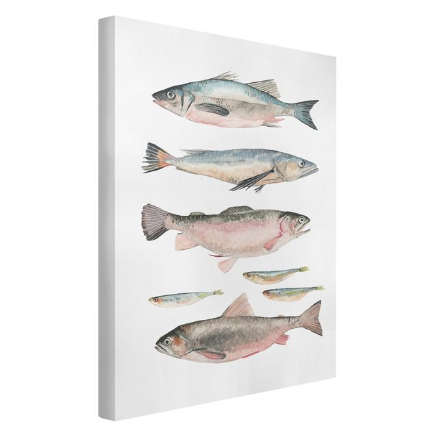 Animal wall art Seven Fish In Watercolour I