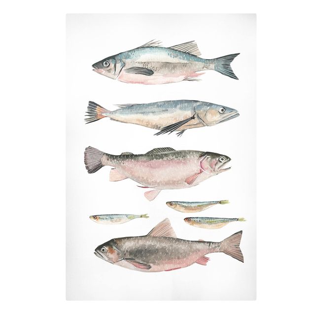 Contemporary art prints Seven Fish In Watercolour I