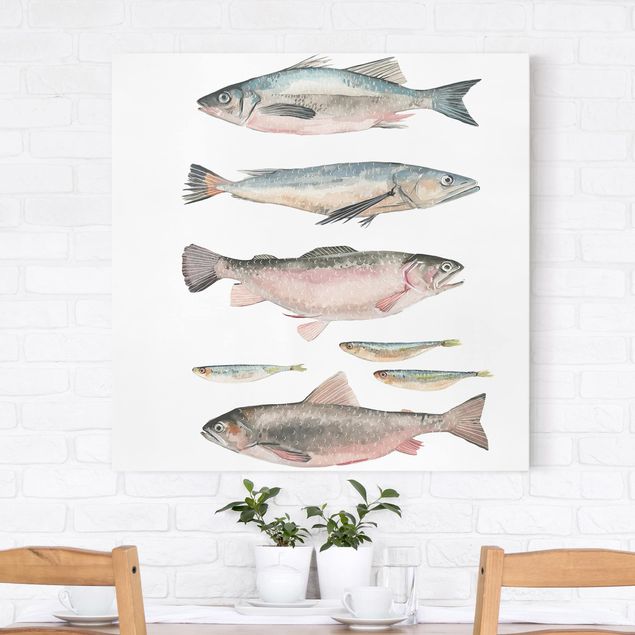 Canvas prints fishes Seven Fish In Watercolour I
