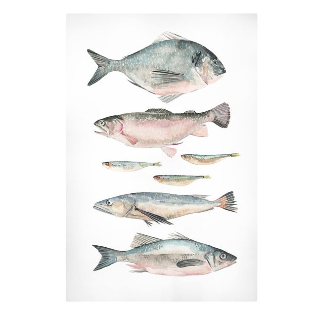 Contemporary art prints Seven Fish In Watercolour II