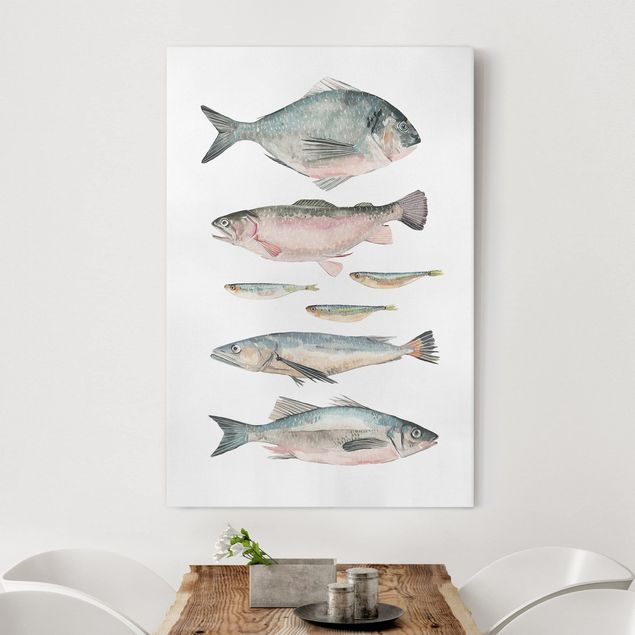 Canvas prints fishes Seven Fish In Watercolour II