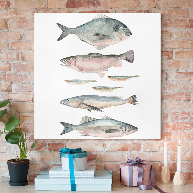 Canvas prints fishes Seven Fish In Watercolour II
