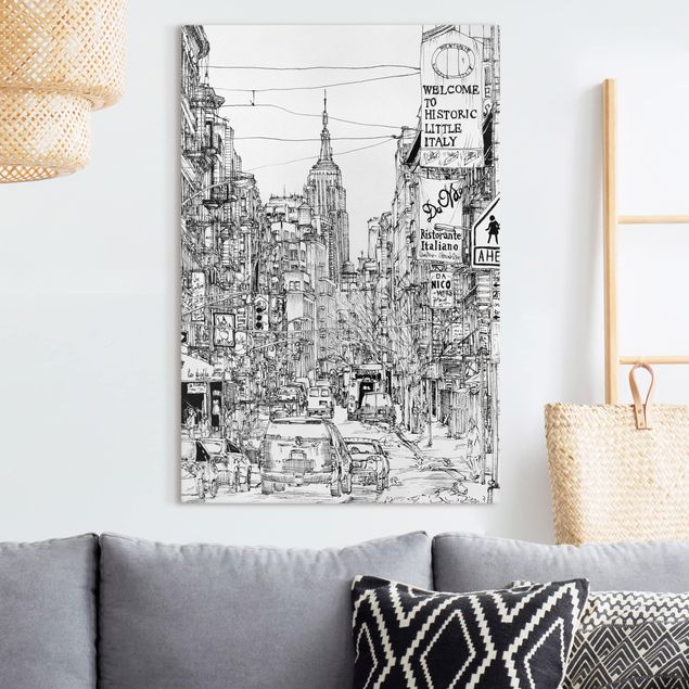 Black and white canvas art City Study - Little Italy