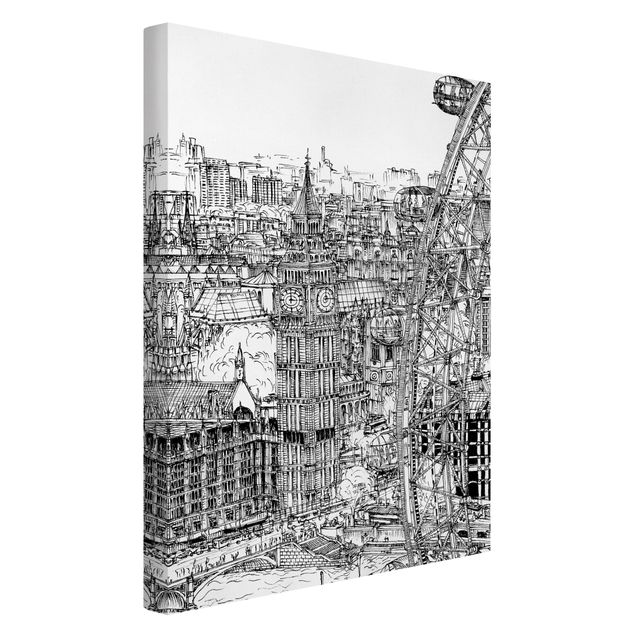 Canvas black and white City Study - London Eye