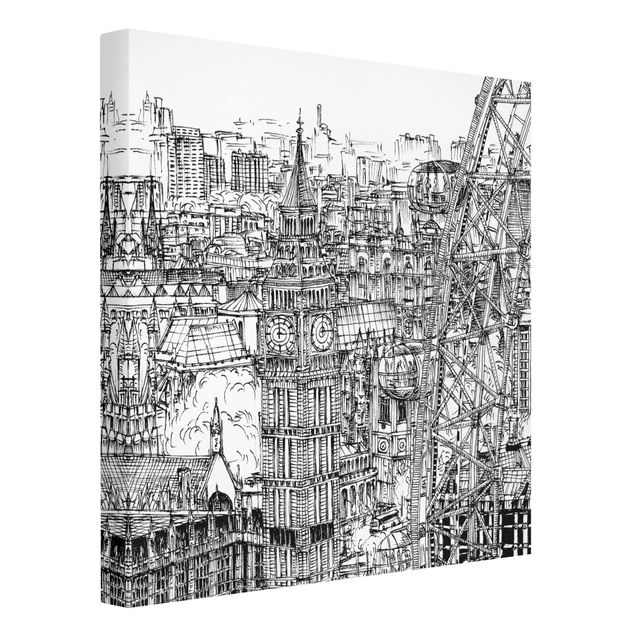 Canvas black and white City Study - London Eye