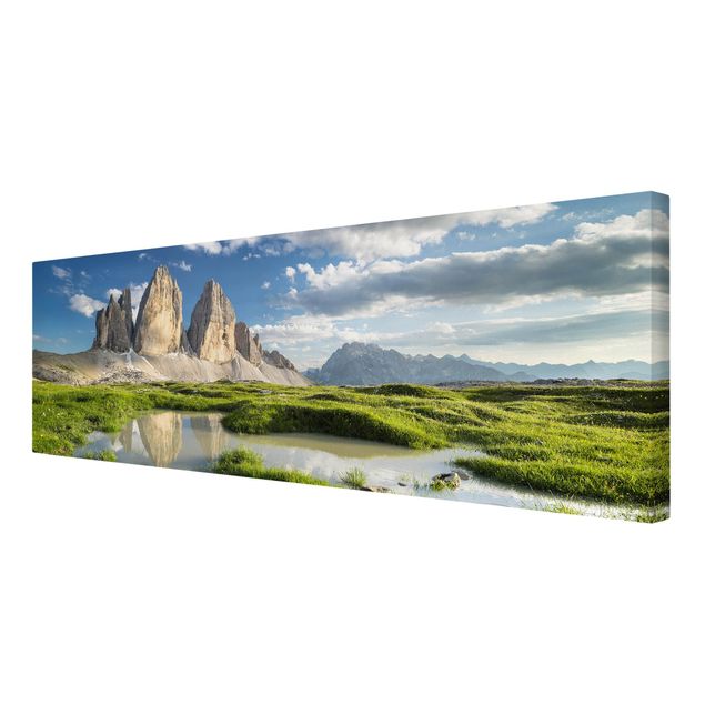 Landscape canvas wall art South Tyrolean Zinnen And Water Reflection
