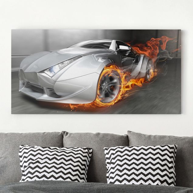 Kids room decor Supercar In Flames