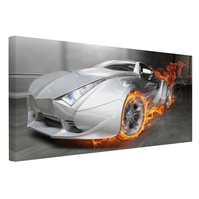 Automotive wall art Supercar In Flames