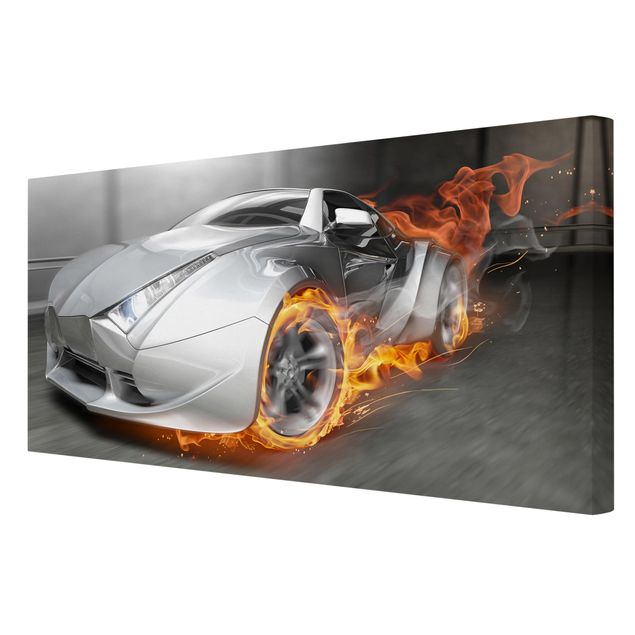 Canvas wall art Supercar In Flames