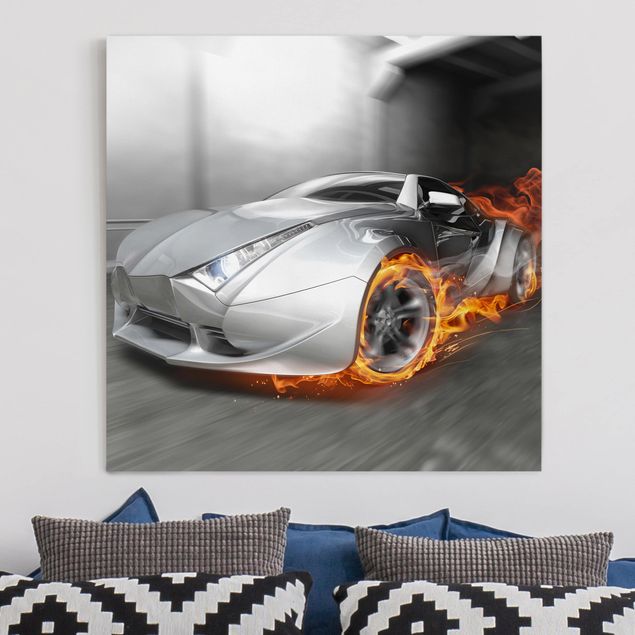 Kids room decor Supercar In Flames