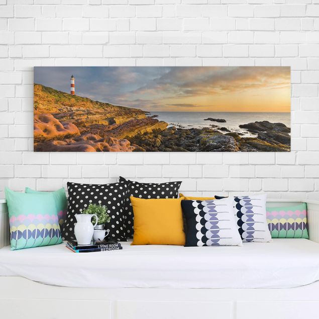 Landscape canvas prints Tarbat Ness Lighthouse And Sunset At The Ocean