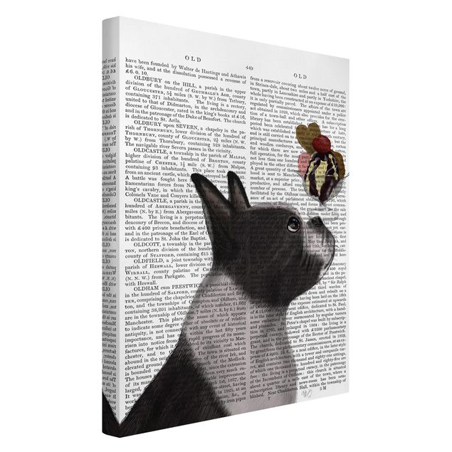 Wall art black and white Animal Reading - Terrier With Ice