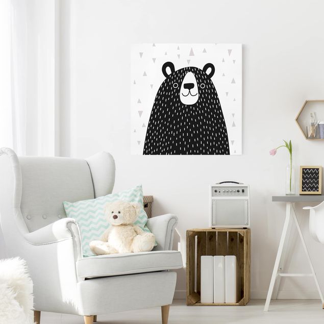 Wall art black and white Zoo With Patterns - Bear