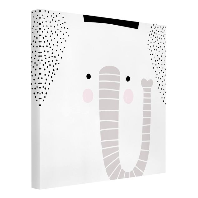 Black and white canvas art Zoo With Patterns - Elephant