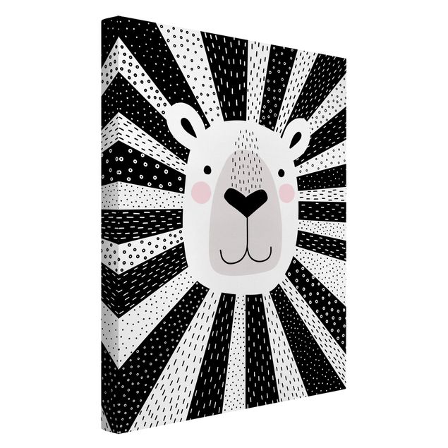 Wall art black and white Zoo With Patterns - Lion