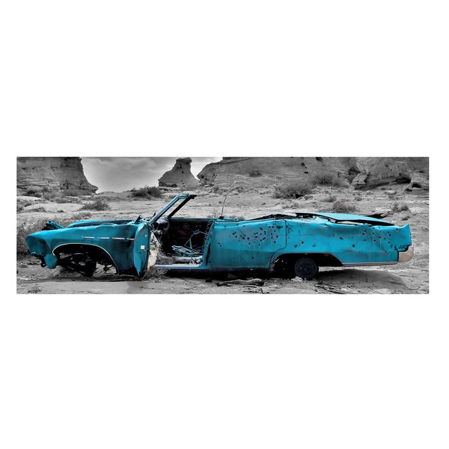 Landscape canvas wall art Turquoise Cadillac