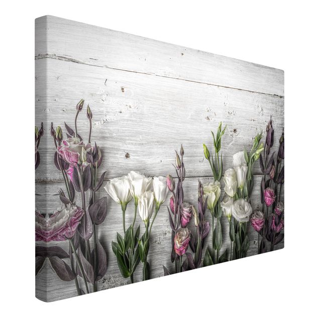 Prints flower Tulip Rose Shabby Wood Look