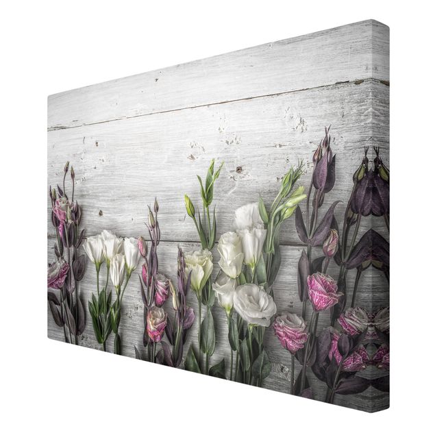 Grey prints Tulip Rose Shabby Wood Look